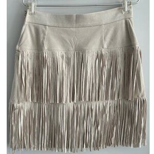 Blue Rain Faux Suede Cream Skirt S